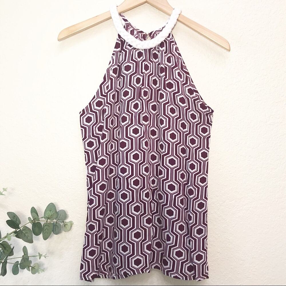 NEW Escapada Rope Halter Top Preppy Resortwear Vacation Nautical Geo Print